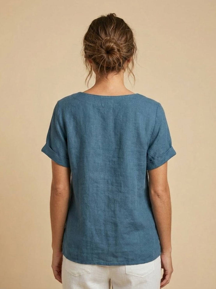 Full outfit inspiration featuring women's casual button tee