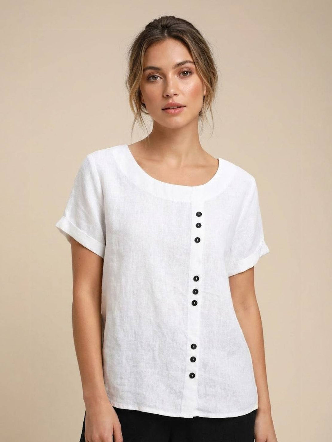 Short sleeve relaxed fit summer top for women