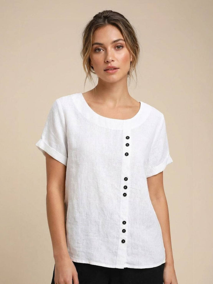 Short sleeve relaxed fit summer top for women