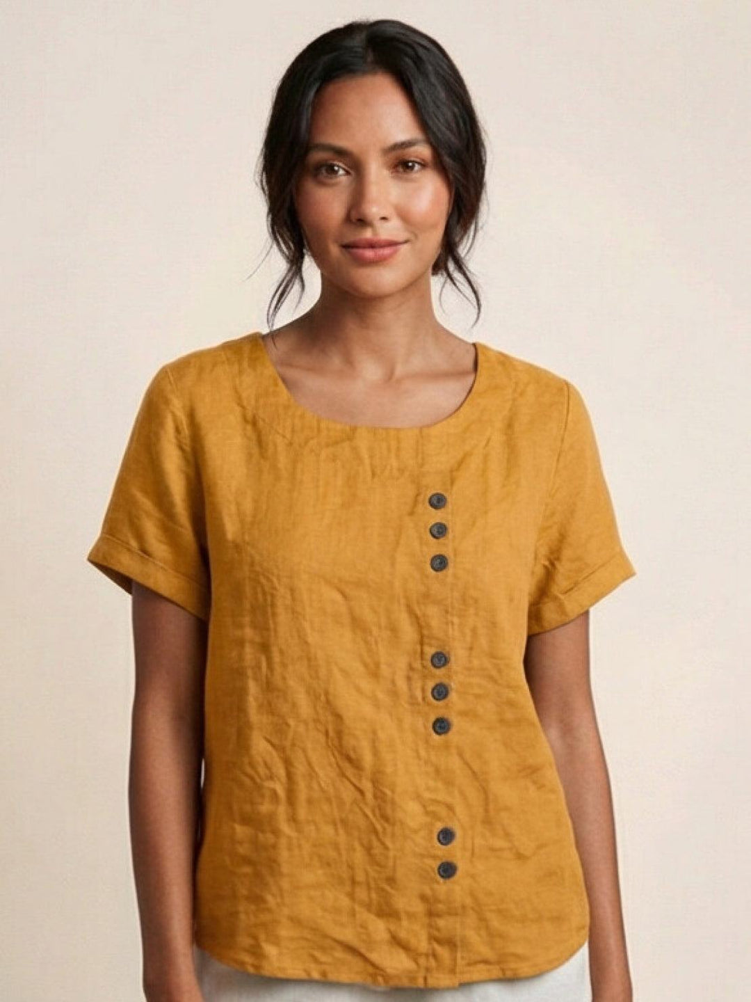 Detailed shot of fabric texture on women's short sleeve tee