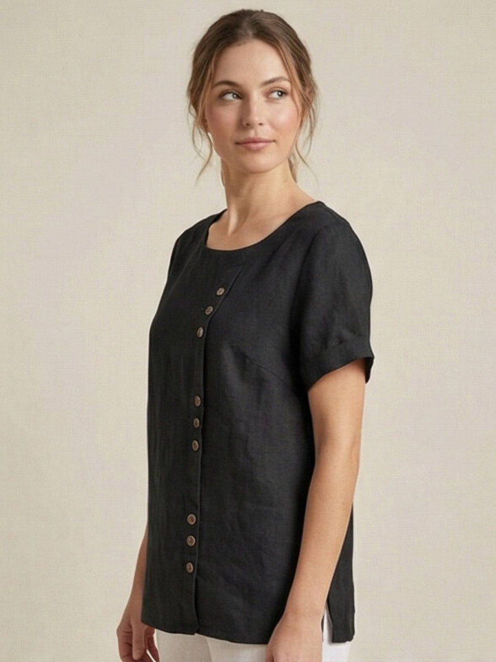 Wardrobe staple women's short sleeve button detail tee