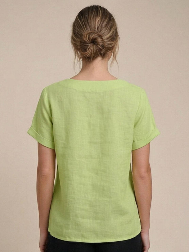 Casual daily outfit with women's scoop neck shirt