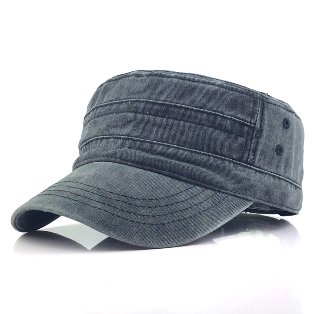 Black classic military cadet cap on a white background