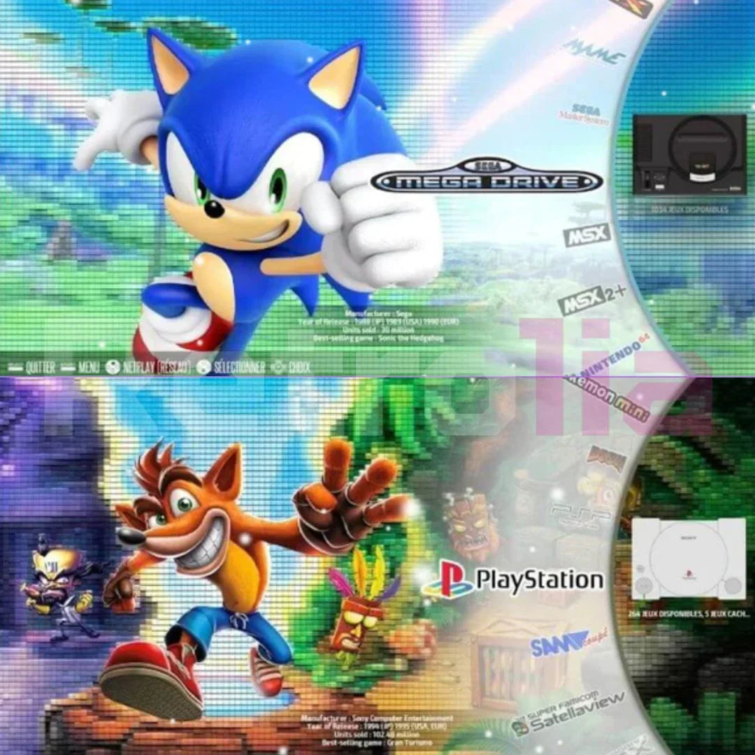 Dual wireless controllers included with retro video game console