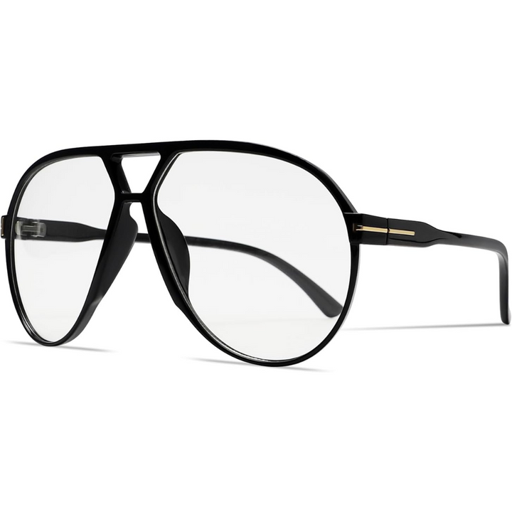 Minimalist layout of unisex vintage pilot glasses against a clean backdrop