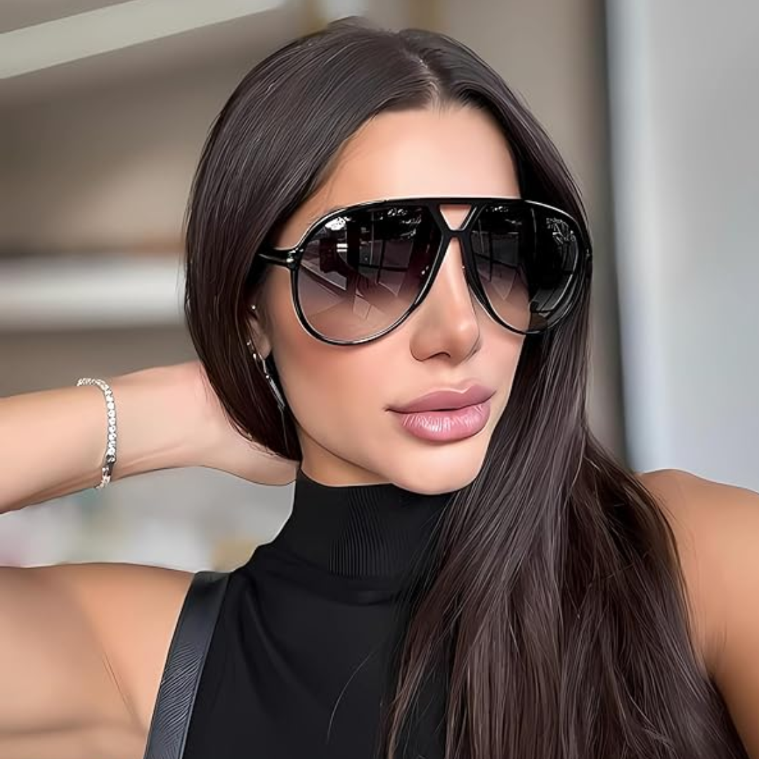 Unisex retro oversized aviator sunglasses front view showcasing vintage metal frame