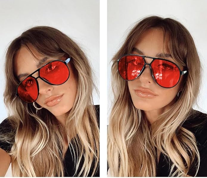 Side angle view of vintage oversized aviator sunglasses for men and women
