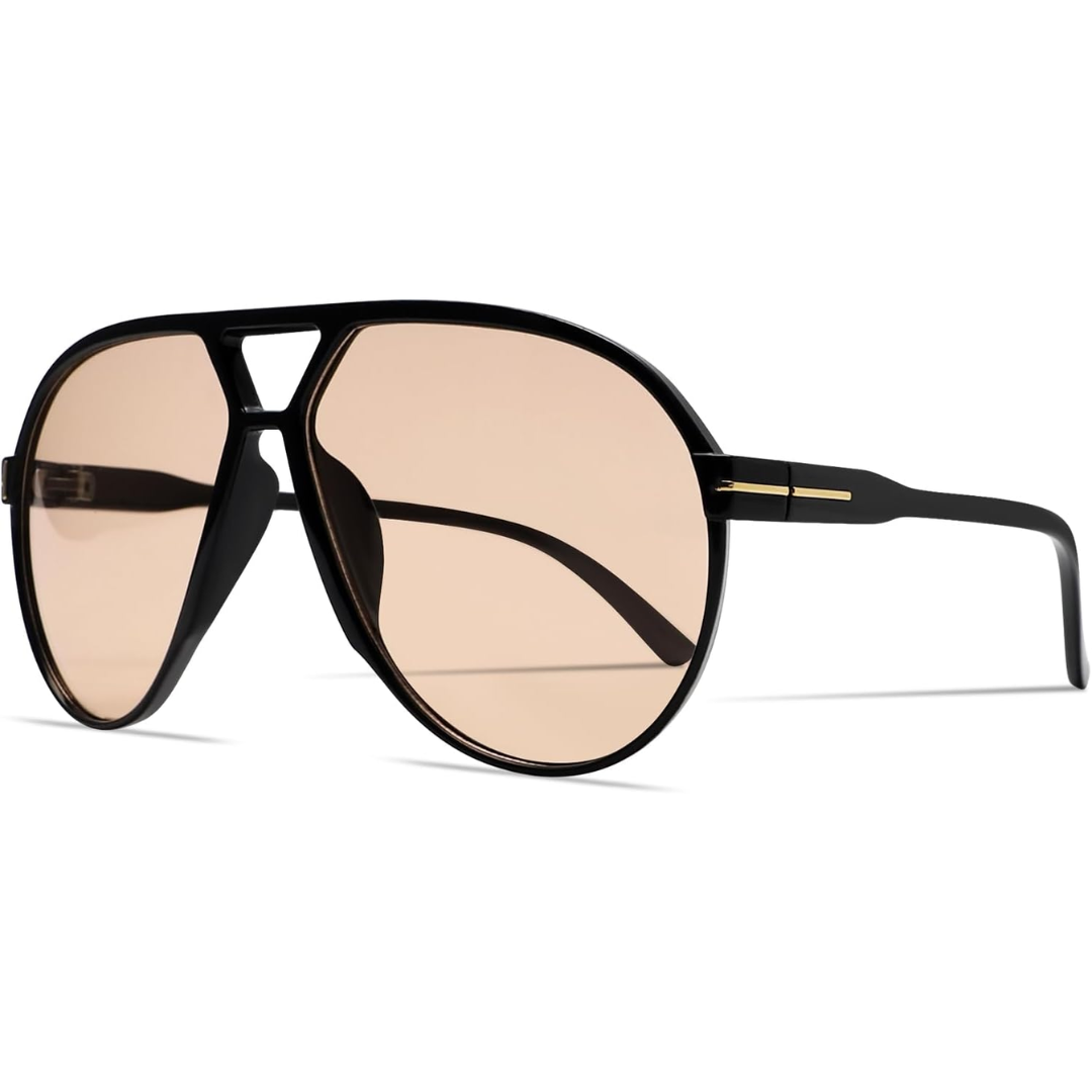 Sleek unisex retro oversized aviator sunglasses in classic metallic finish
