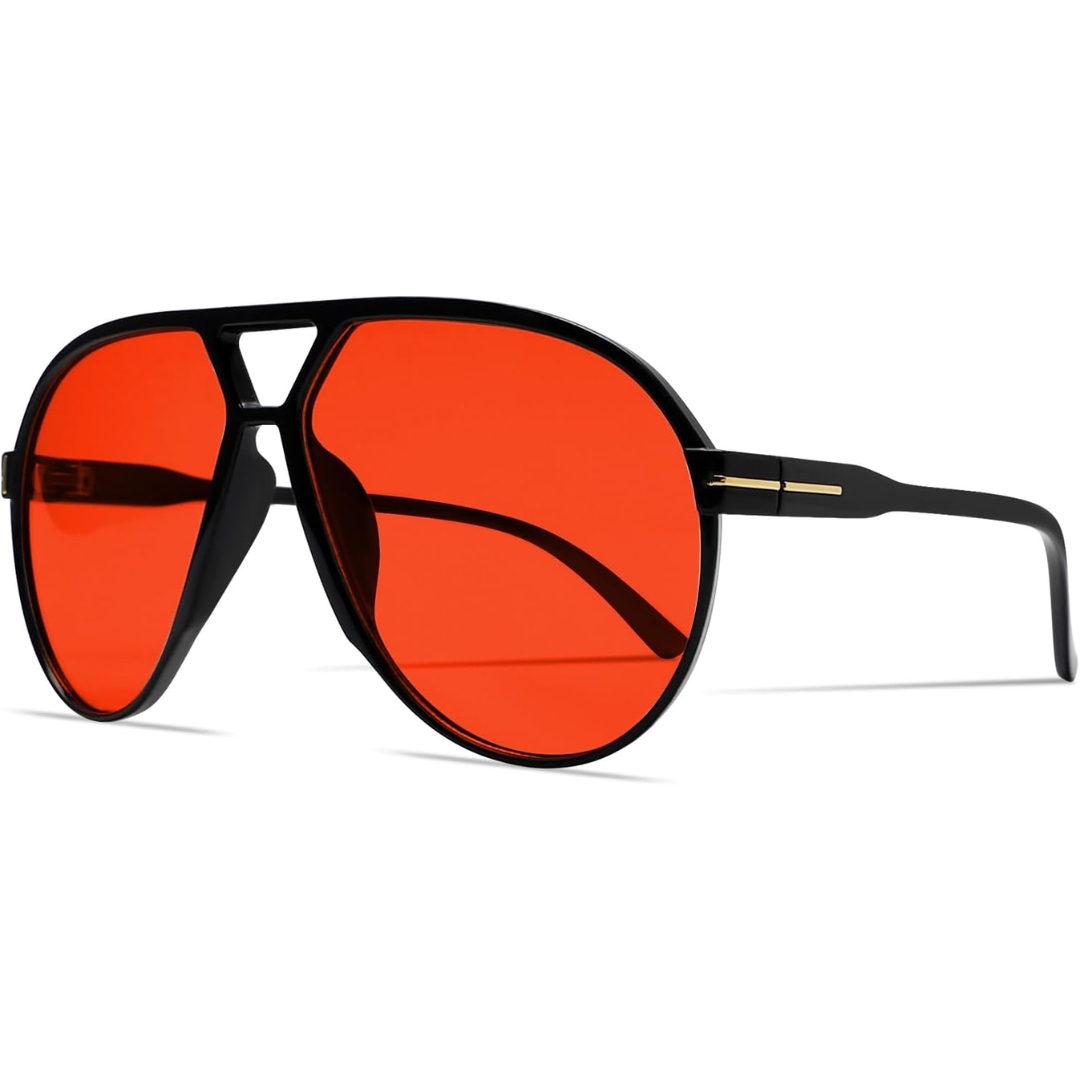 Detailed view of temple tips and hinges on retro oversized eyewear