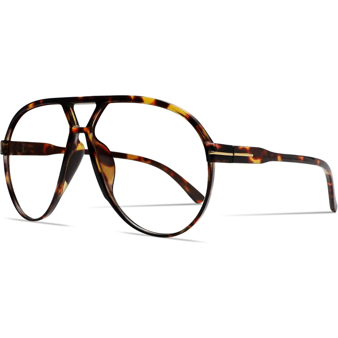 Frontal shot of unisex aviator sunglasses with gradient tinted lenses