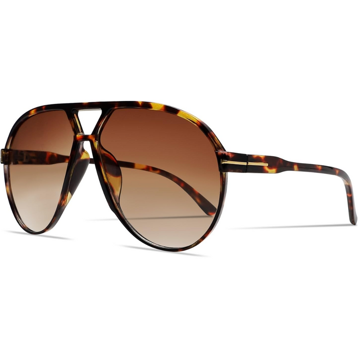 Turtle gradient brown oversized aviator sunglasses viewed from the side