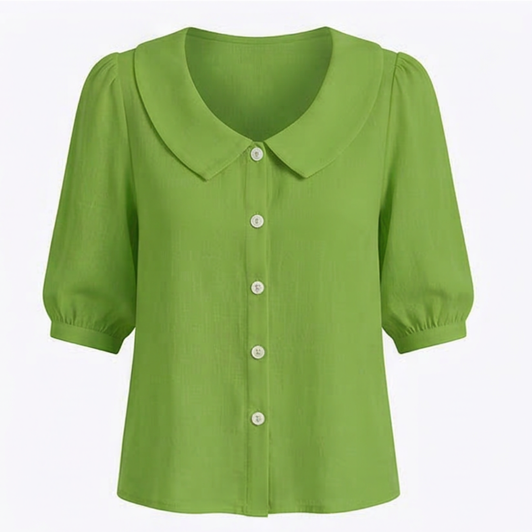 Vintage style short sleeve top with button up front