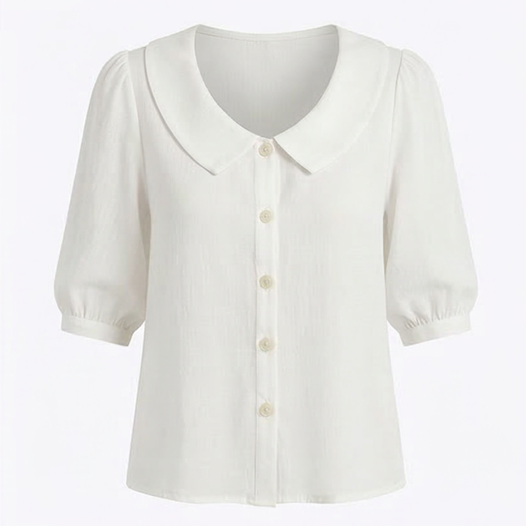 Casual retro womens blouse collar and sleeve close up view
