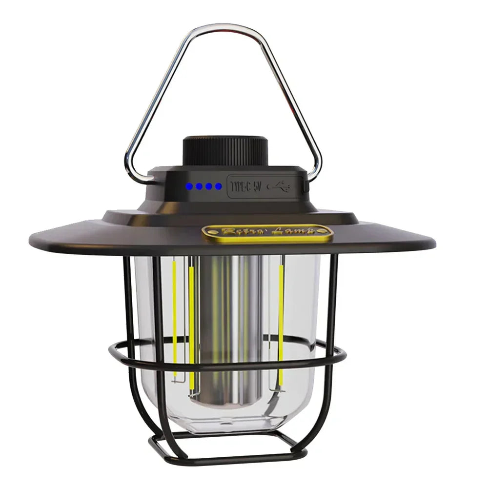 Rechargeable camping lantern with warm LED glow