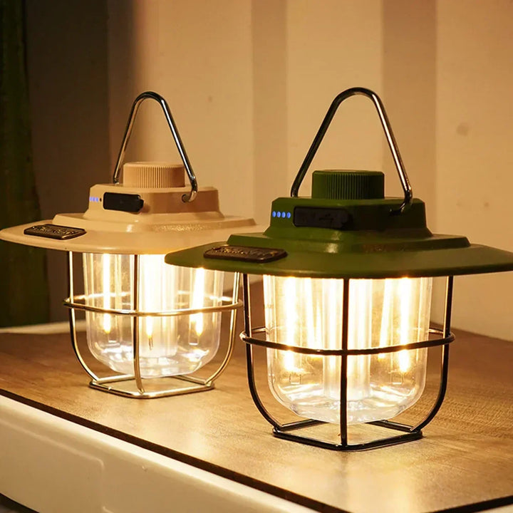 Vintage style rechargeable LED lamp for tent lighting