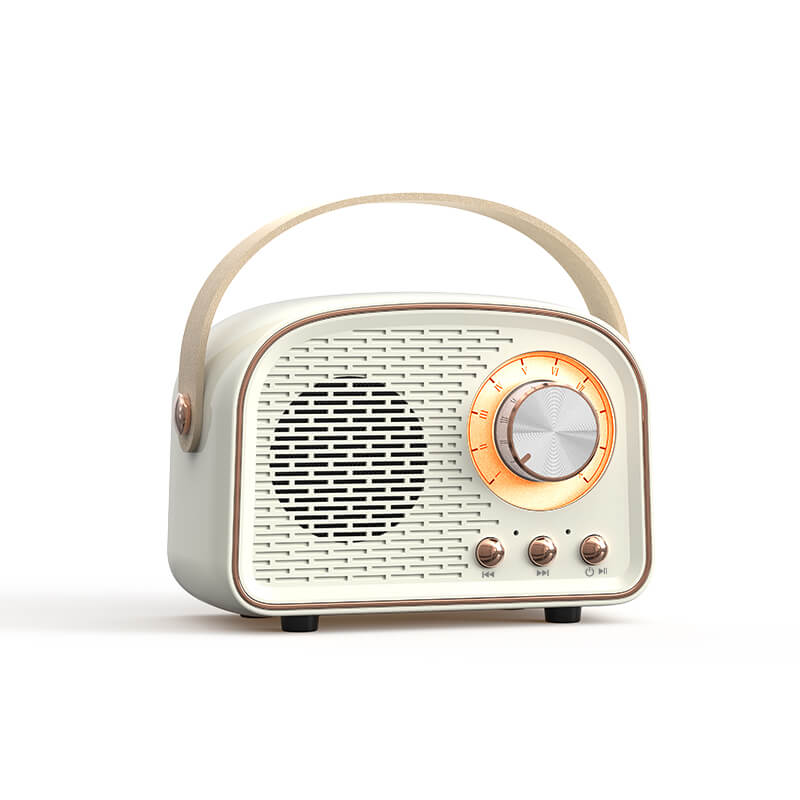 Sandsberg white retro Bluetooth speaker with handle