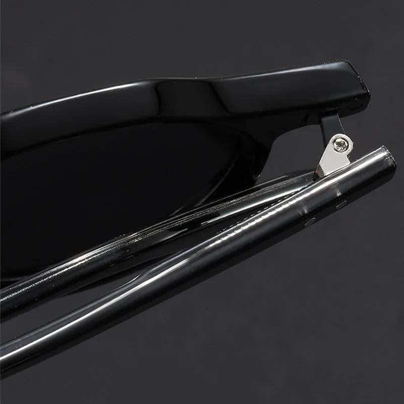 Close-up of vintage style fashion eyewear with tinted UV400 lenses