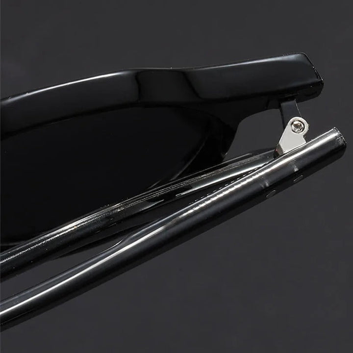 Close-up of vintage style fashion eyewear with tinted UV400 lenses