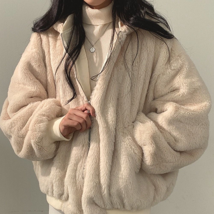 Detail shot of deep pockets on warm winter wear outerwear