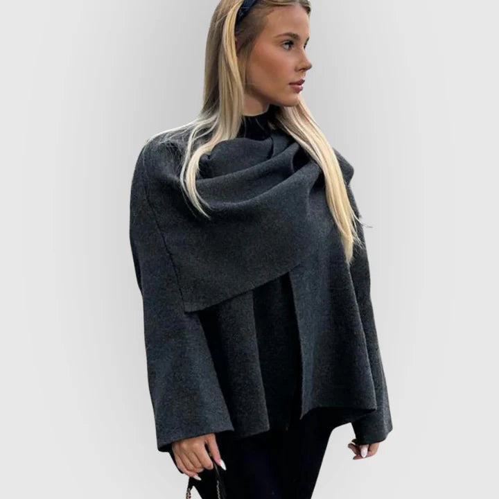 Lora | Women’s Cowl Neck Long Sleeve Cape Coat