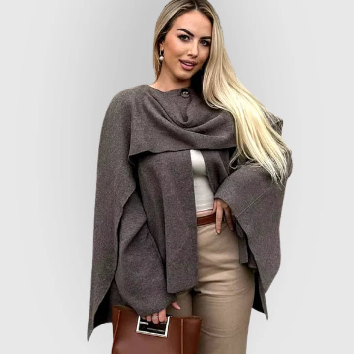 Lora | Women’s Cowl Neck Long Sleeve Cape Coat