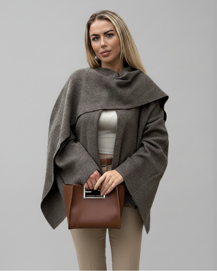 Lora | Women’s Cowl Neck Long Sleeve Cape Coat