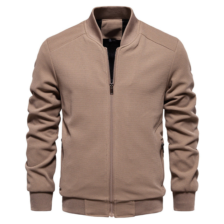 Slim fit black bomber jacket for men showing inner lining