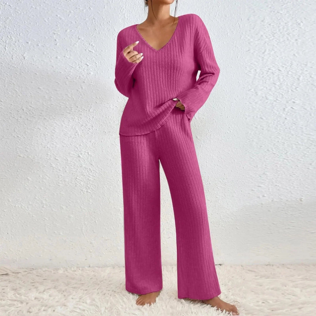 Full outfit view of the casual cozy knit loungewear set