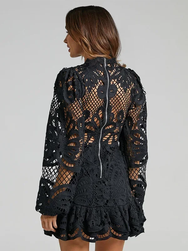 Dynamic shot of women's ruffle dress in motion