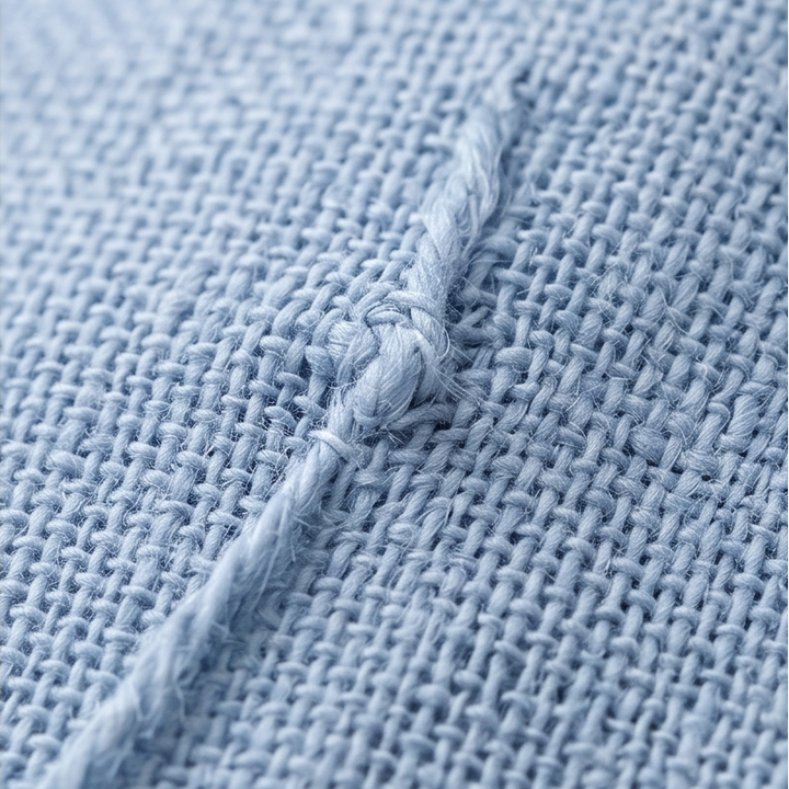 Close-up of neckline and button details on women's henley top
