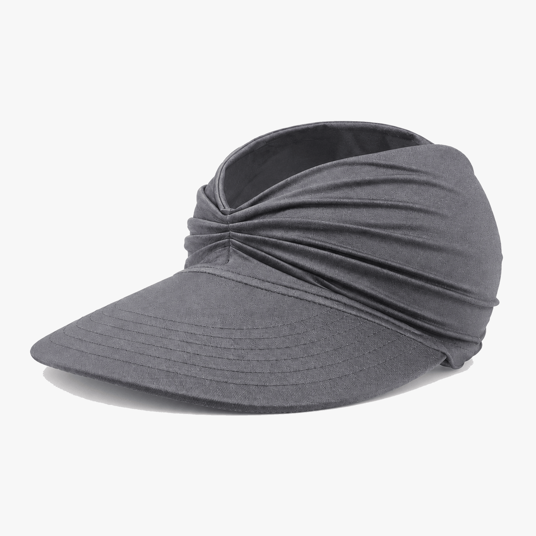 Womens ruched UPF 50+ packable sun visor in classic neutral color
