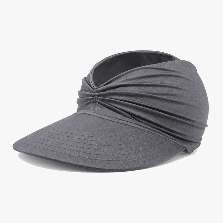 Womens ruched UPF 50+ packable sun visor in classic neutral color