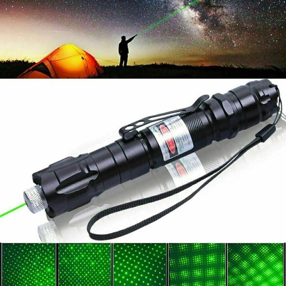 Rechargeable green laser pointer showing high precision beam for presentations
