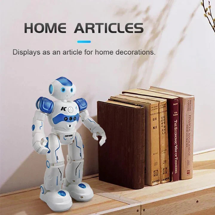 Close up of the smart robot toy LED illuminated face and chest panel