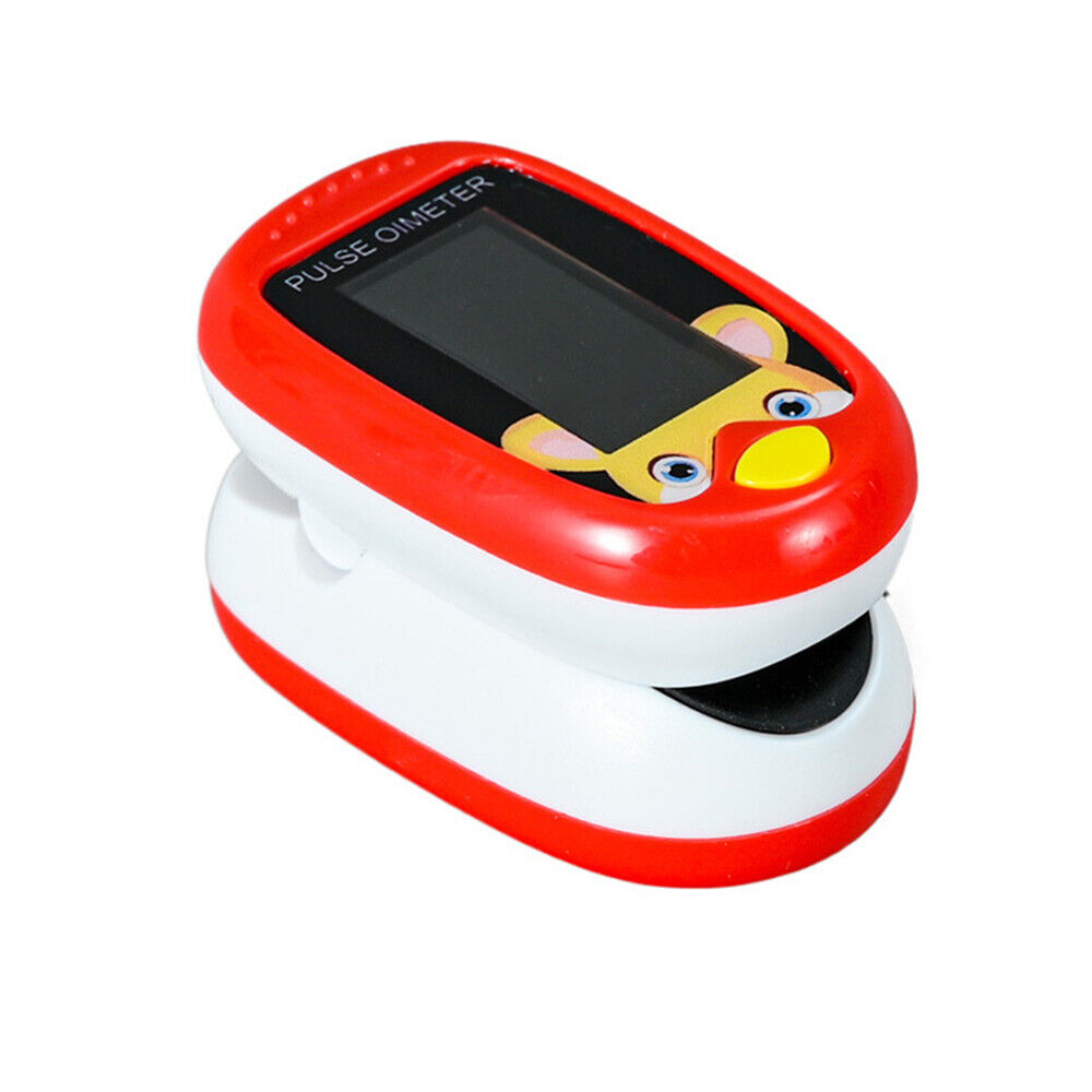 Close-up of the bright LED screen on the child wellness oxygen monitor