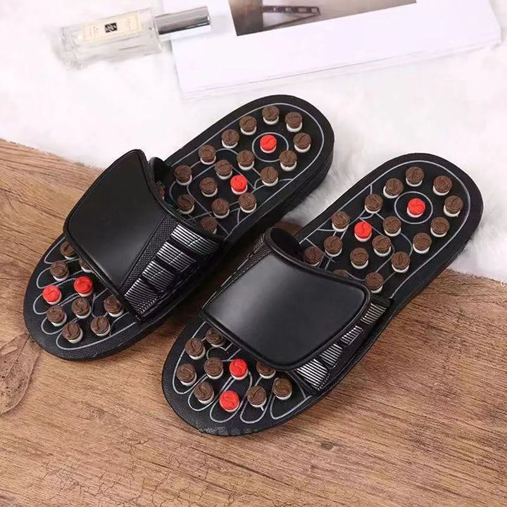 Reflexology foot massager sandals showing ergonomic arch support