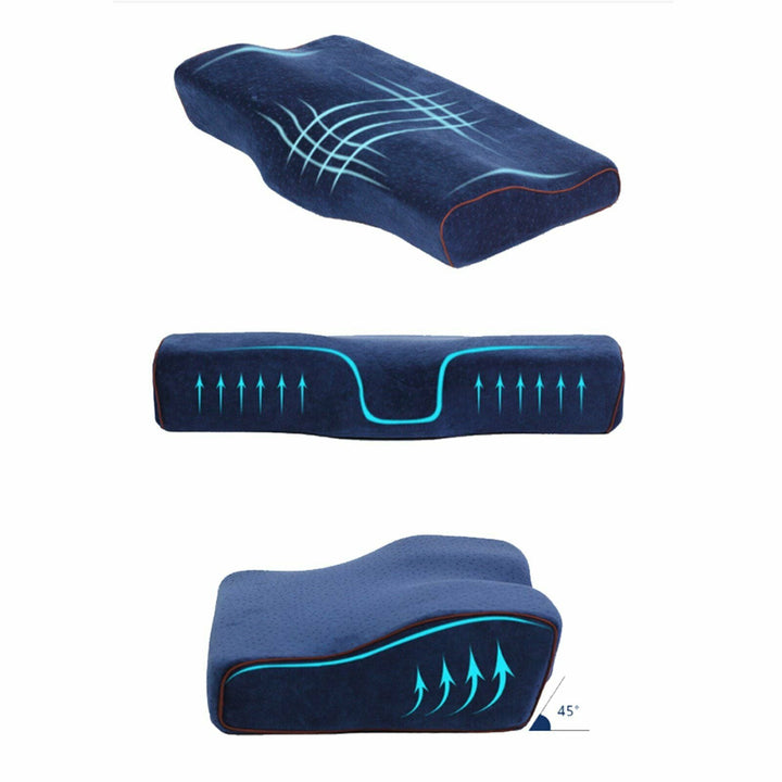 Orthopaedic pillow with spine alignment design and breathable white pillowcase
