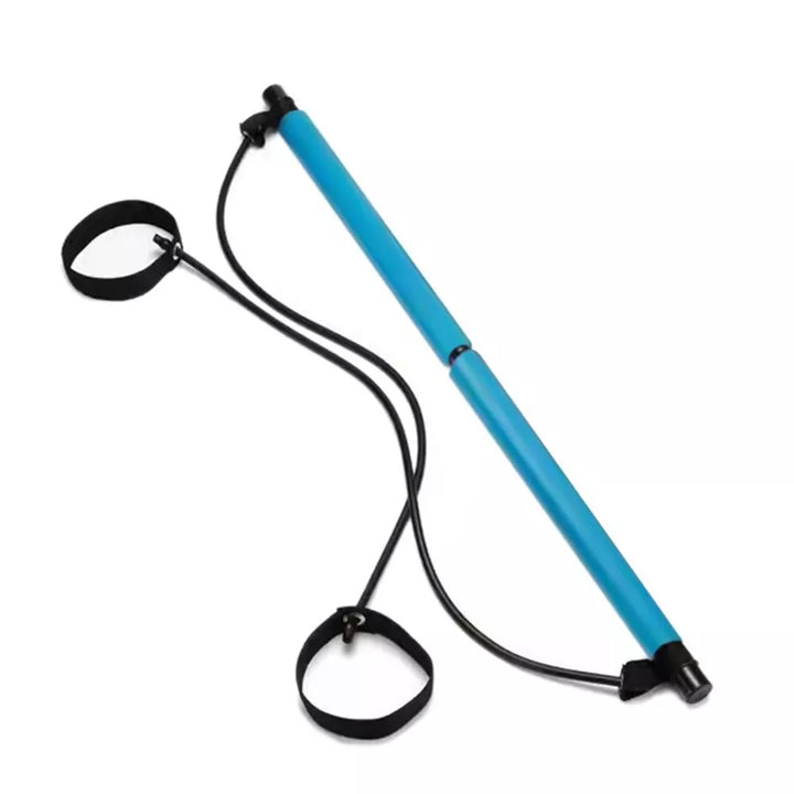 Package contents showing the complete Pilates bar and resistance band set