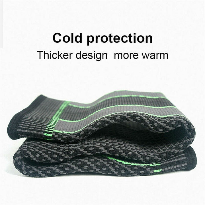 Model wearing the workout accessory knee sleeve for sports injury prevention
