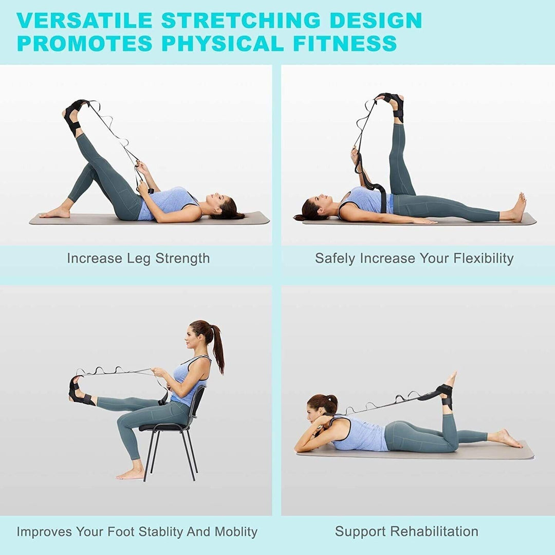 Lifestyle image of athlete using leg stretcher strap for warm-up stretches [[lstfy-media:14]]