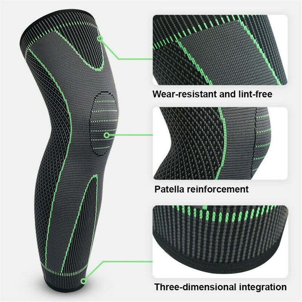 Product diagram highlighting patella reinforcement and wear-resistant features of the sleeve.