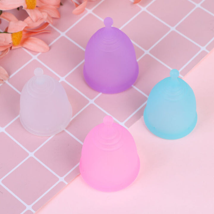 Eco-friendly period cup displayed from the top to show interior capacity