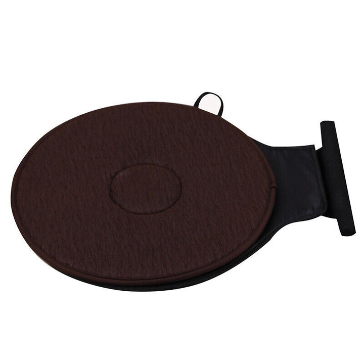 Orthopedic rotating car seat pad in neutral color showing smooth swivel mechanism