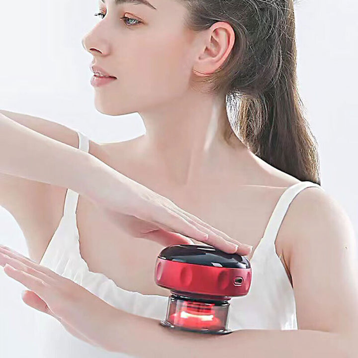 Smart cup massager showing LED control panel and suction intensity settings