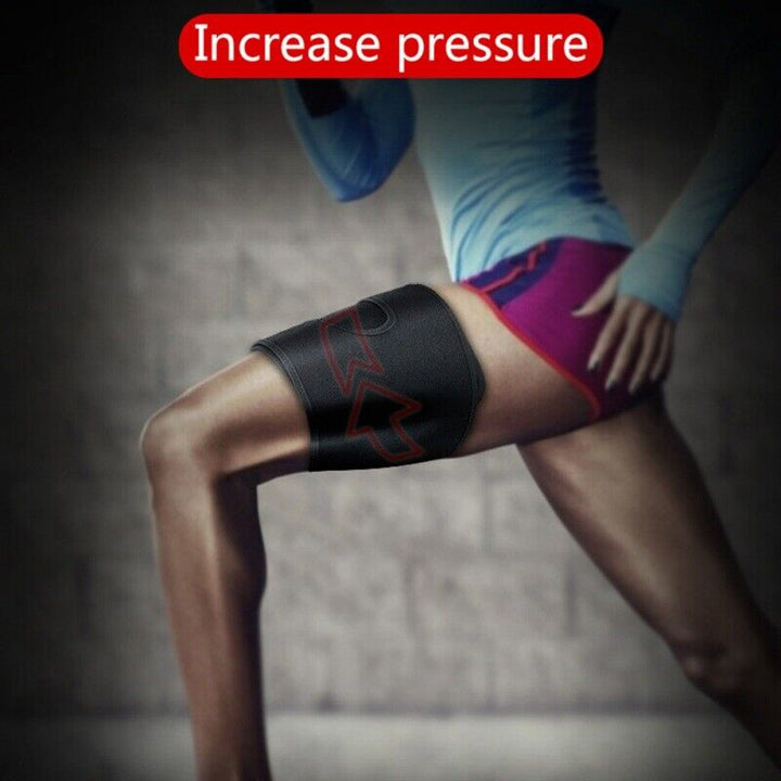 Detailed shot of heavy-duty fastener tabs on the muscle recovery wrap for custom compression levels.