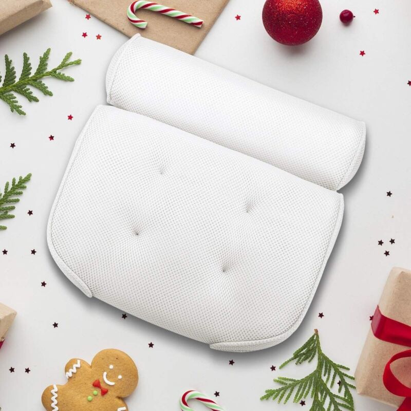 Ergonomic spa pillow for neck and back support in bathtub