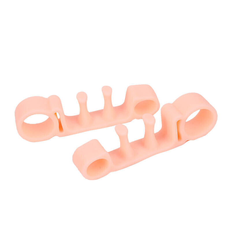 Close-up of flexible posture correcting toe separators for foot care
