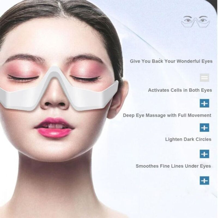 Close-up of the metal massage head on the electronic eye care device