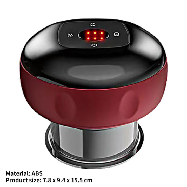 Electric cupping massager applied to upper back for targeted pain relief