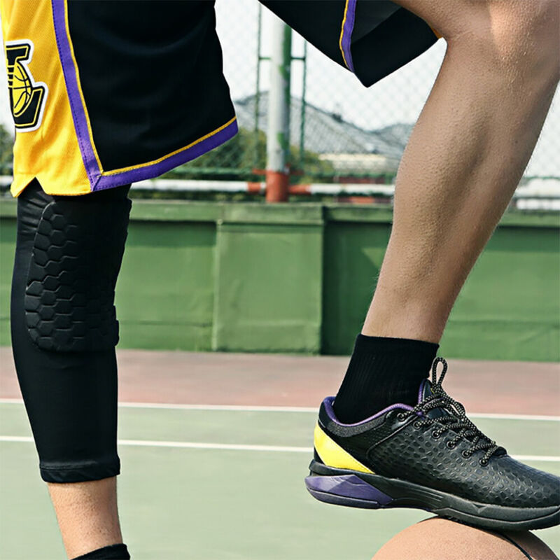 Side profile of compression knee brace showing contouring fit on leg